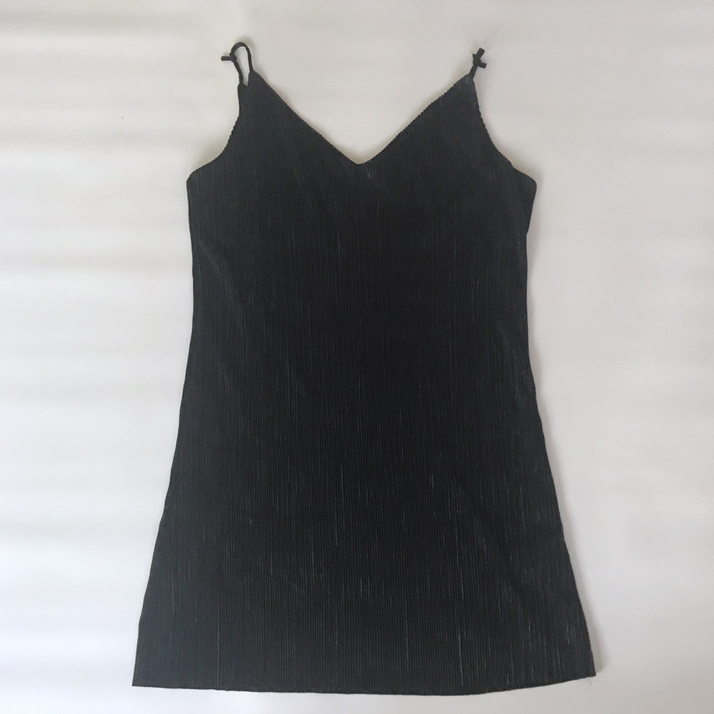 H&M Shiny Black Slinky Slip Dress Sz S